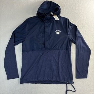 Under Armour Notre Dame Windbreaker Women M Blue Hooded Pullover Half Zip NWT